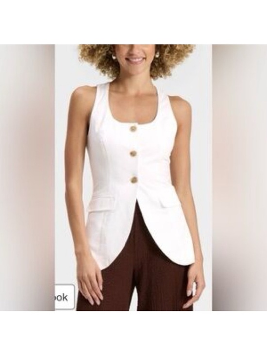 a new day Tops - a new day White Sleeveless Button Front Tailored Vest